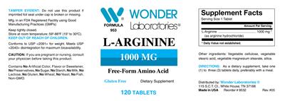 Photo of the Wonder Laboratories L-Arginine 1000 mg label
