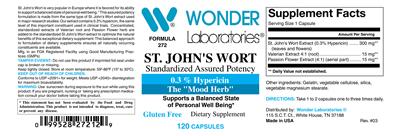Photo of the Wonder Laboratories St. John's Wort label