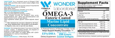 Photo of the Wonder Laboratories Omega-3 Enteric Coated label