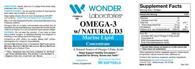 Photo of the Wonder Laboratories Omega-3 w/Natural D3 label