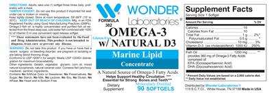 Photo of the Wonder Laboratories Omega-3 w/Natural D3 label