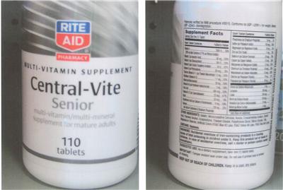 Photo of the Rite Aid Pharmacy Central-Vite Senior label