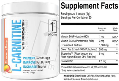 Photo of the 1st Phorm L-Carnitine Strawberry Mango label