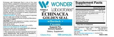 Photo of the Wonder Laboratories Echinacea Goldenseal label