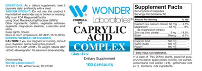Photo of the Wonder Laboratories Caprylic Acid Complex label