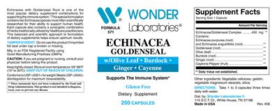 Photo of the Wonder Laboratories Echinacea Goldenseal label