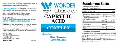 Photo of the Wonder Laboratories Caprylic Acid Complex label