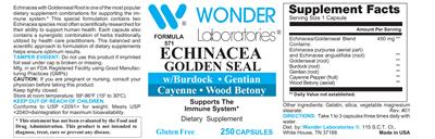 Photo of the Wonder Laboratories Echinacea Goldenseal label