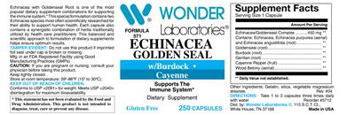 Photo of the Wonder Laboratories Echinacea Goldenseal label