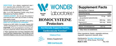 Photo of the Wonder Laboratories Homocysteine Protectors label