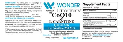 Photo of the Wonder Laboratories CoQ10 & L-Carnitine label