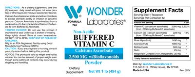 Photo of the Wonder Laboratories Non-Acidic Buffered Vitamin C Powder label