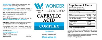 Photo of the Wonder Laboratories Caprylic Acid Complex label