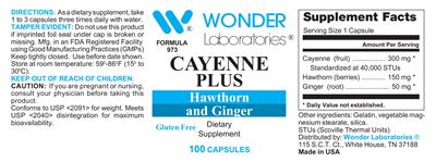 Photo of the Wonder Laboratories Cayenne Plus label