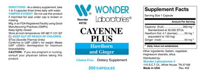 Photo of the Wonder Laboratories Cayenne Plus label