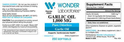 Photo of the Wonder Laboratories Garlic Oil 1,000 mg label