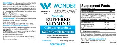 Photo of the Wonder Laboratories Non-Acidic Buffered Vitamin C label