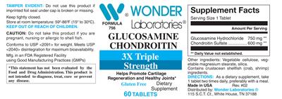 Photo of the Wonder Laboratories Glucosamine Chondroitin 3X Triple Strength label