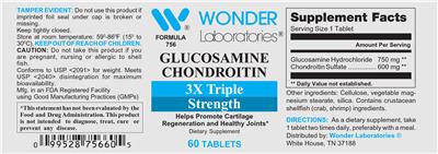 Photo of the Wonder Laboratories Glucosamine Chondroitin 3X Triple Strength label