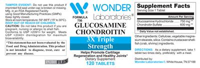 Photo of the Wonder Laboratories Glucosamine Chondroitin 3X Triple Strength label