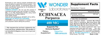 Photo of the Wonder Laboratories Echinacea Purpurea 400 mg label