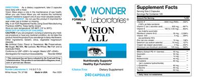 Photo of the Wonder Laboratories Vision All label