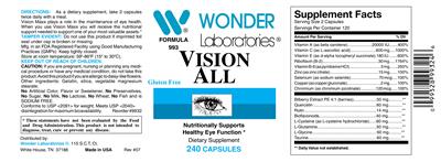 Photo of the Wonder Laboratories Vision All label
