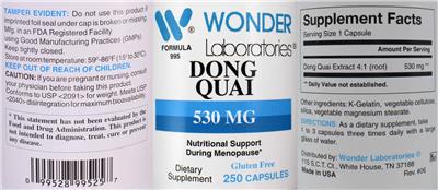 Photo of the Wonder Laboratories Don Quai 530 mg label