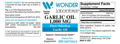 Photo of the Wonder Laboratories Garlic Oil 1,000 mg label