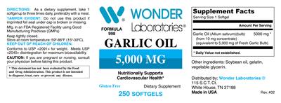 Photo of the Wonder Laboratories Garlic Oil 5,000 mg label