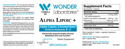 Photo of the Wonder Laboratories Alpha Lipoic + label