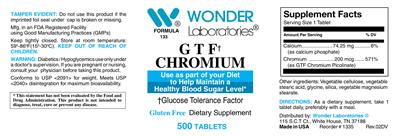 Photo of the Wonder Laboratories GTF Chromium label