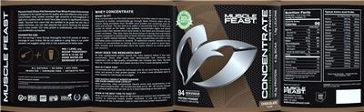 Photo of the Muscle Feast Concentrate Whey Protein Chocolate Flavor label
