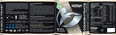 Photo of the Muscle Feast Concentrate Whey Protein Vanilla Flavor label