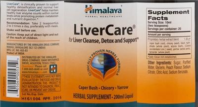 Photo of the Himalaya LiverCare label