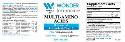 Photo of the Wonder Laboratories Multi-Amino Acids label