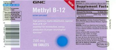 Photo of the GNC Methyl B-12 label