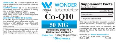 Photo of the Wonder Laboratories Co-Q10 50 mg label