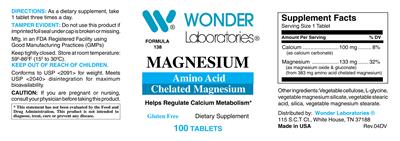 Photo of the Wonder Laboratories Magnesium label