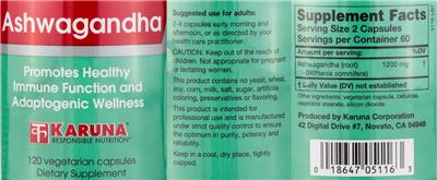 Photo of the Karuna Ashwagandha label