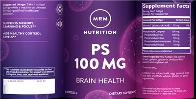 Photo of the MRM Nutrition PS 100 mg label