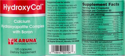 Photo of the Karuna HydroxyCal label
