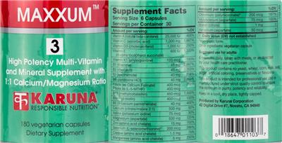 Photo of the Karuna Maxxum 3 label