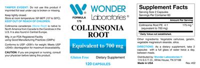 Photo of the Wonder Laboratories Collinsonia Root label