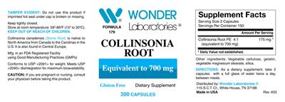 Photo of the Wonder Laboratories Collinsonia Root label