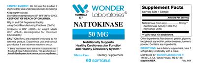 Photo of the Wonder Laboratories Nattokinase 50 mg label