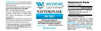 Photo of the Wonder Laboratories Nattokinase 50 mg label