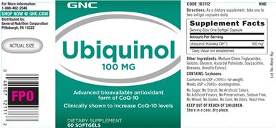 Photo of the GNC Ubiquinol 100 mg label