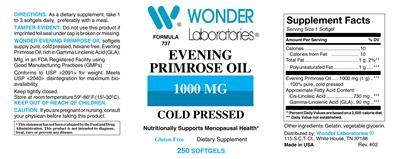 Photo of the Wonder Laboratories Evening Primrose Oil 1000 mg label
