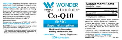 Photo of the Wonder Laboratories Co-Q10 50 mg label